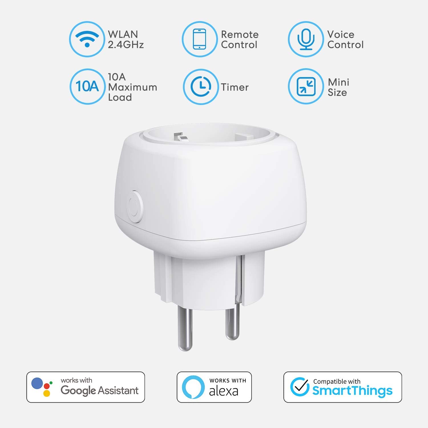 GHome Smart Mini enchufe inteligente, temporizador de enchufe WiFi, enchufe  inteligente funciona con Alexa y Google Home, control de aplicación, no