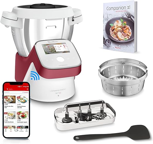 Robot de Cocina Moulinex I-Companion Touch XL, 14 Programas Automáticos, Wi-Fi, Pantalla Táctil, 6 Accesorios incluidos.