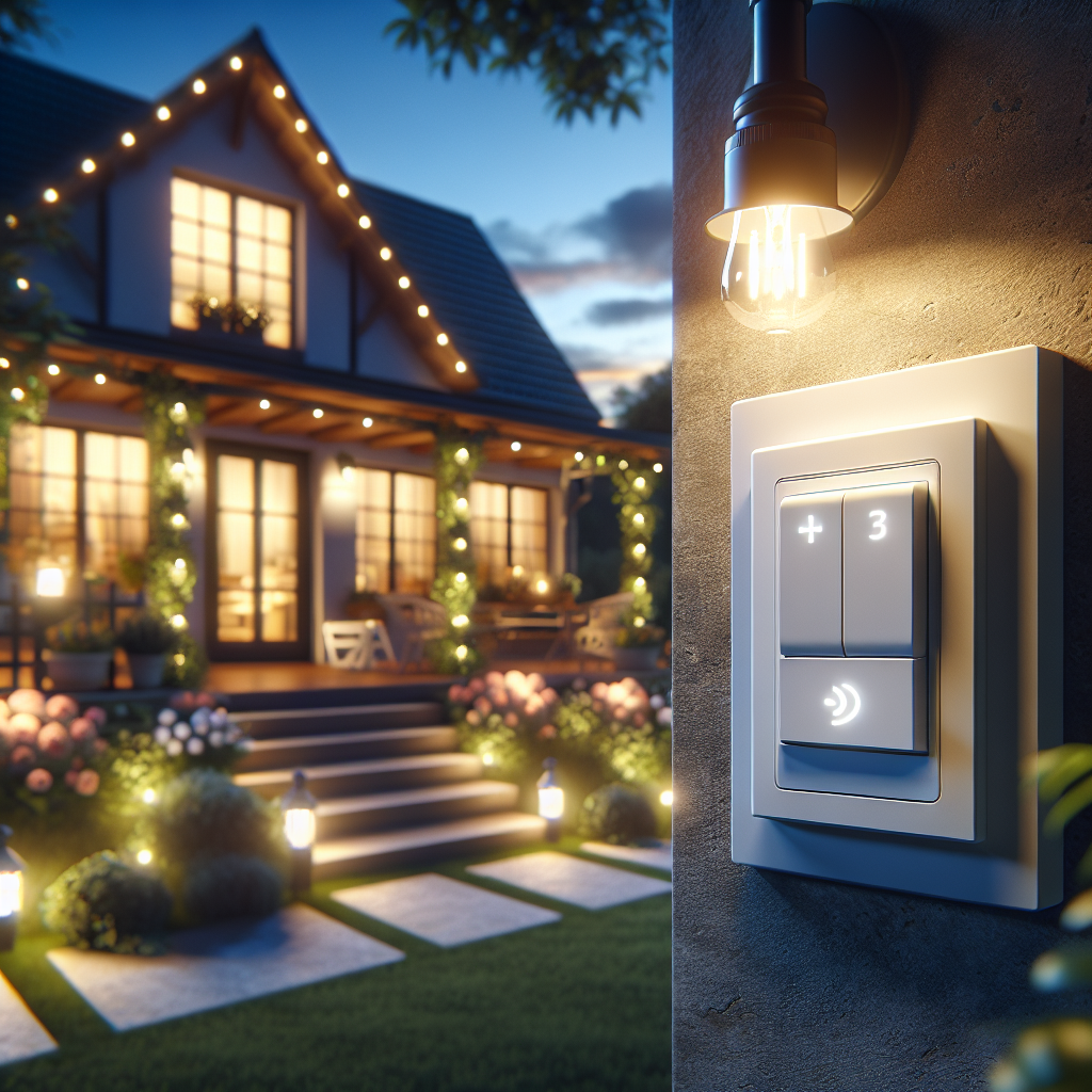 Programación de luces exteriores al atardecer