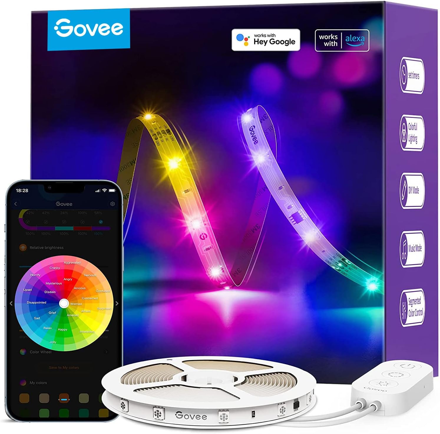 Govee Tira LED 5M WiFi - RGBIC, control por voz y música