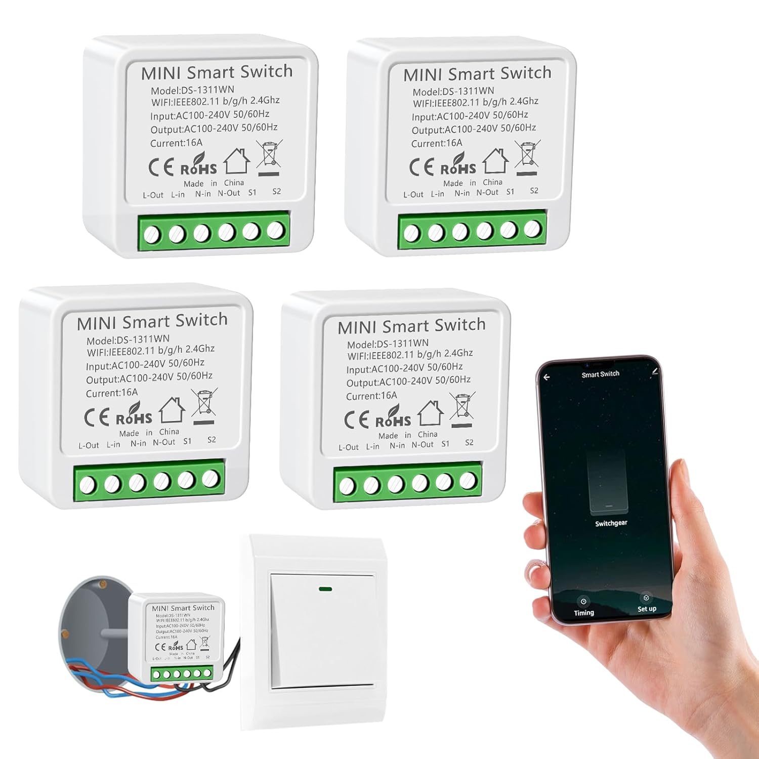 HNCY Interruptores Inteligentes WiFi - Control por voz y app