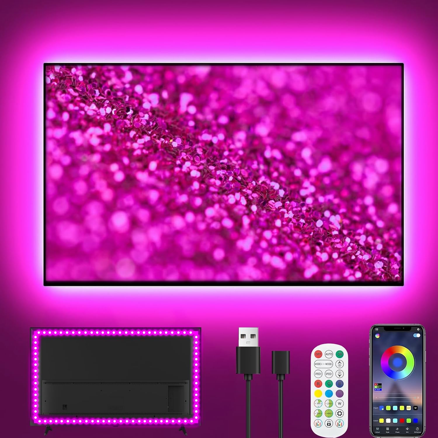 Ylatoial Tira LED para TV: iluminación RGB y sincronización