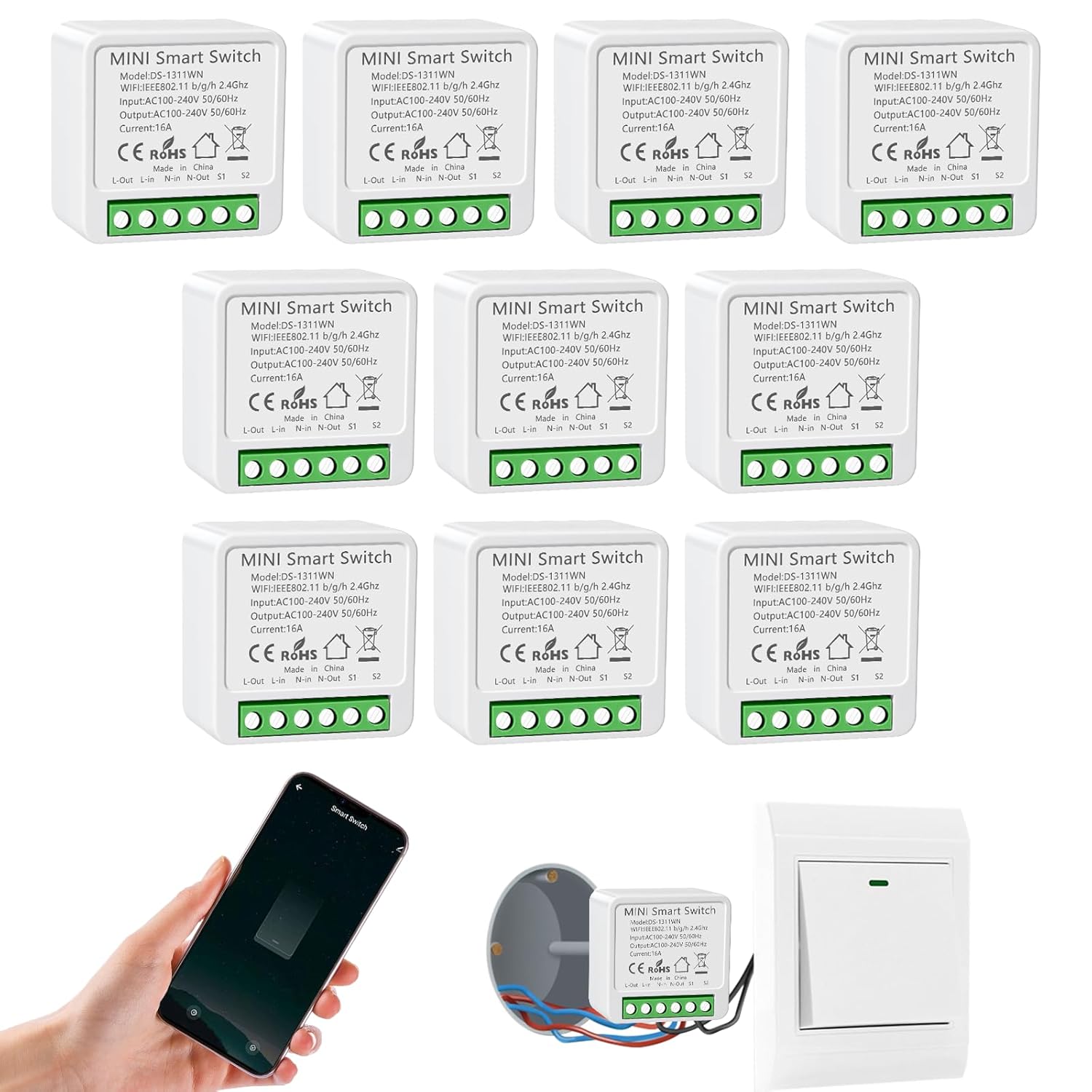 HNCY Interruptor inteligente WiFi - control por Alexa y Tuya