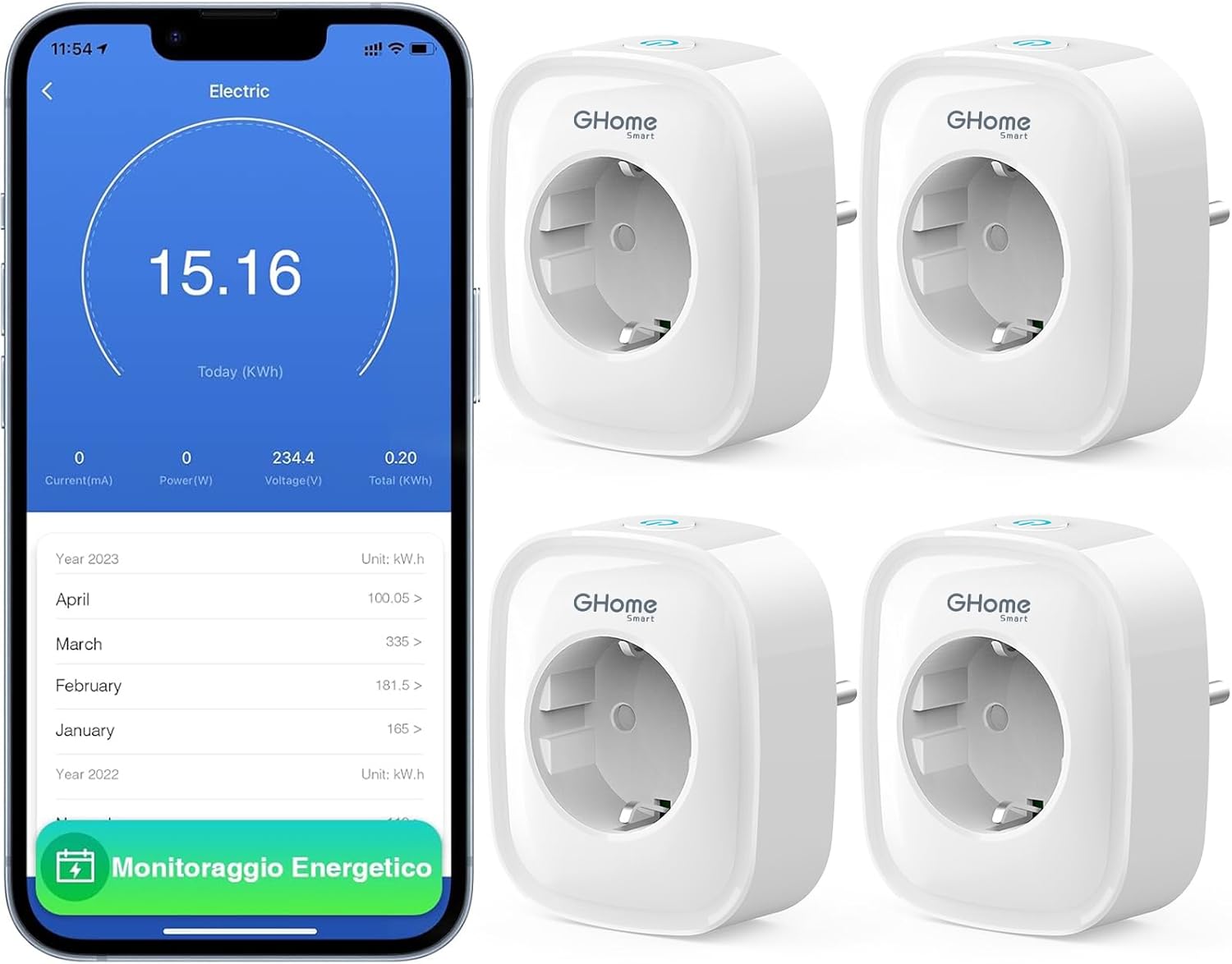 GHome Smart Enchufe Inteligente (4 unidades): control por