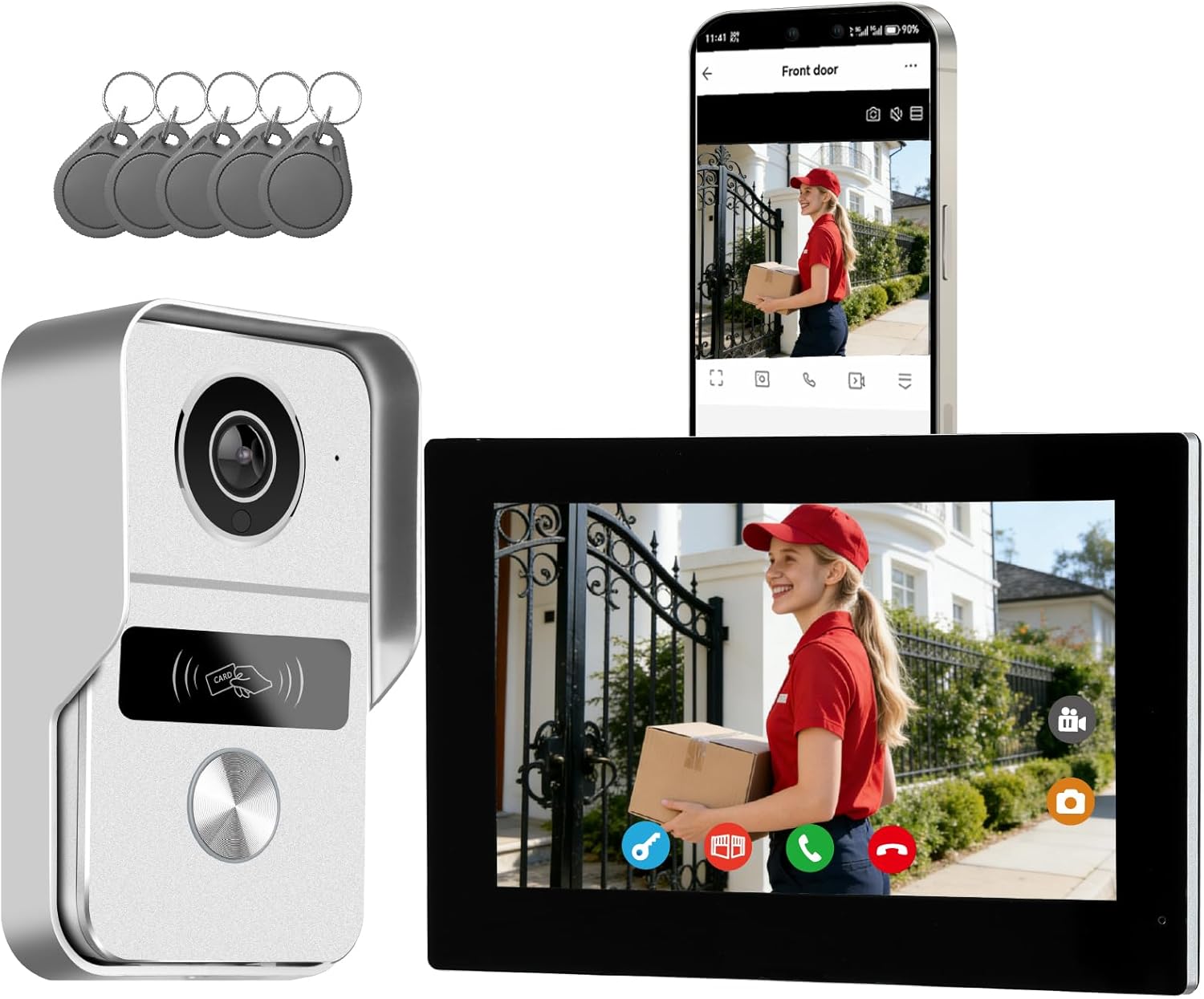 Honmidatek videoportero 7" KW02_IP7 con WiFi6 y desbloqueo