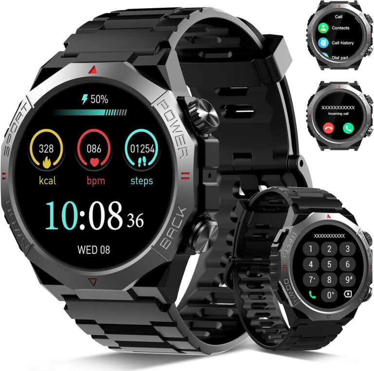 Reloj Inteligente Hombre Mujer, 1,39" Militar Smartwatch con Bluetooth Llamada, Smart Watch con 110+ Modos Deportes, Impermeable IP68 Pulsera Actividad con Podómetro/Monitoreo de Sueño/Pulsómetro